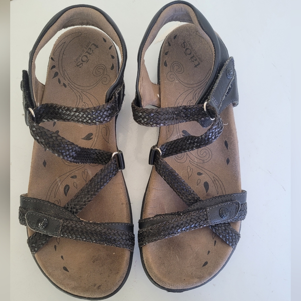 Taos Footwear Brown Braided Leather Strappy Sandals